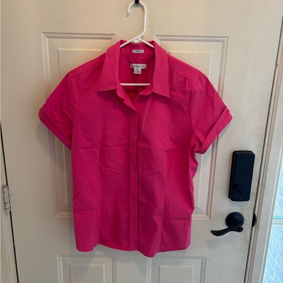 Liz Claiborne Bright Pink Button Down Shirt - Picture 2 of 4